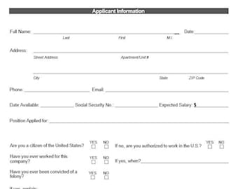 Employment Application - Job Application Template