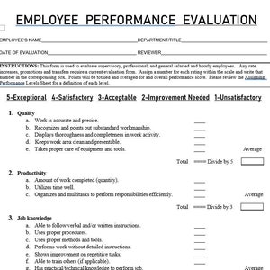 Employee Performance Review Template