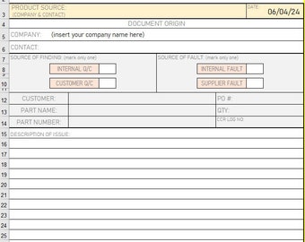 ISO 9001 2015 Non-Conforming Product Template with log and procedure - Non-Conformance Report - section 8.7