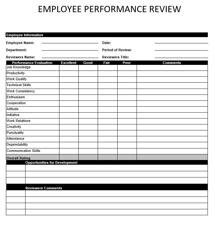 Employee Performance Review Template - Etsy