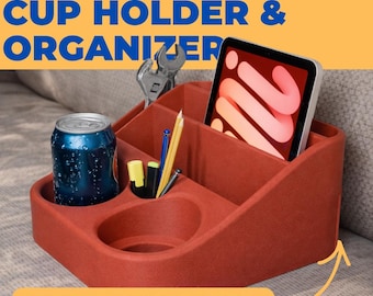 Car Seat Cup Holder Organizer STL | Dual Tray with Pen Holder (Digital Download