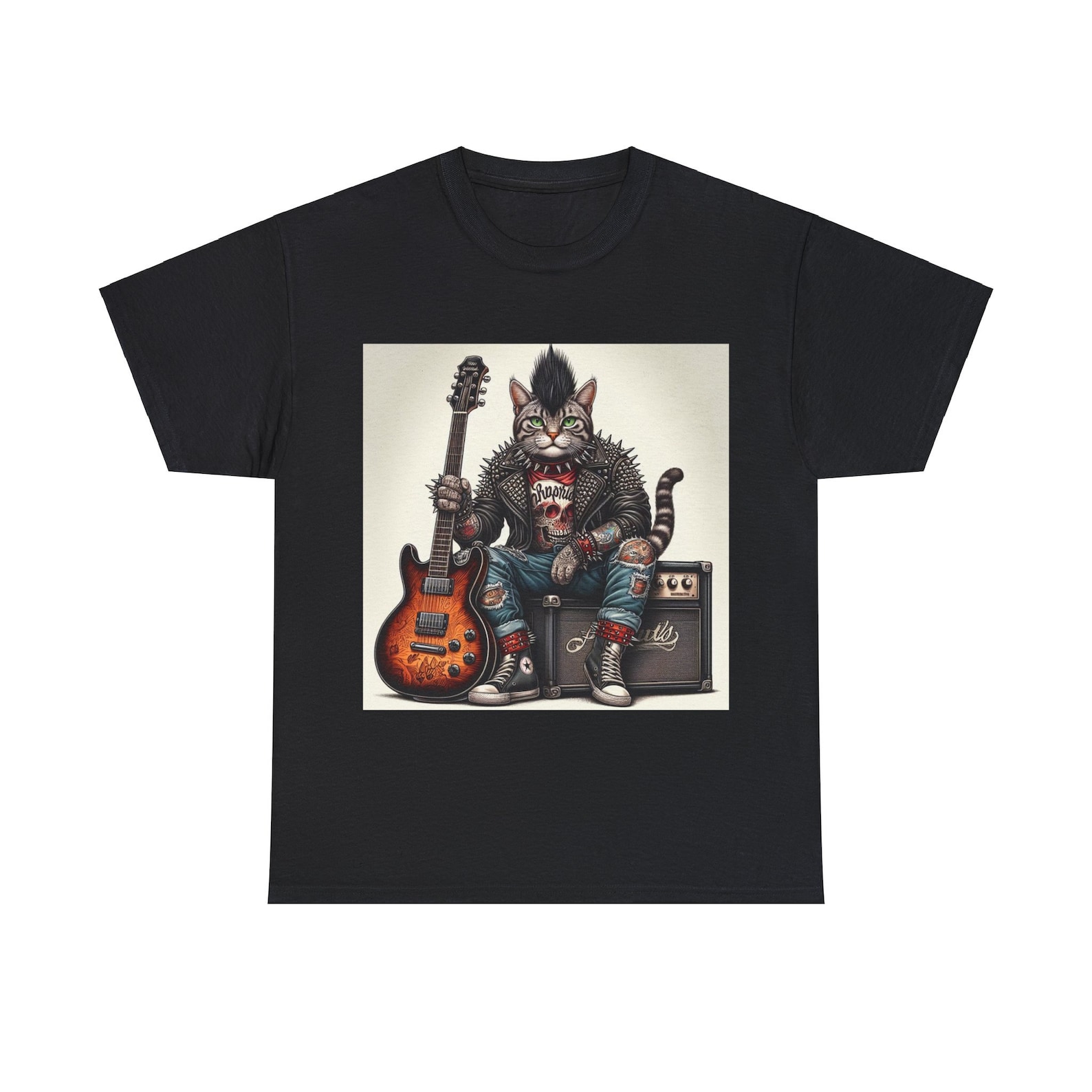 Punk Tabby Cat , Rock Star. Unisex Heavy Cotton Tee - Etsy