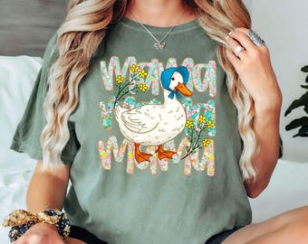 Comfort Colors Floral Mama Goose Shirt - Funny Mom Tee