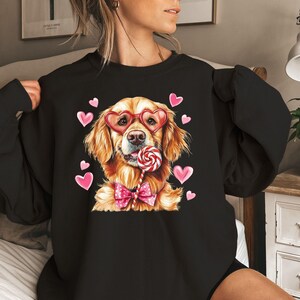 Golden Retriever Valentine&#39;s Sweatshirt: Dog Lover Crewneck