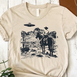 Ufo Western Shirt, Retro T-Shirt, Vintage Cowboy TShirt, Rodeo T Shirt, Wild West Shirt, Western Tee, Unisex