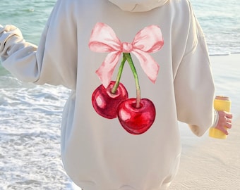 Coquette Cherry Hoodie Have A Good Day Hoodie Words On Back Coquette Bow Hoodie Trendy Ribbon Hoodie Cute Coquette Pullover Hoodie