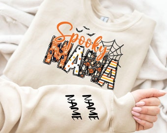 Custom Spooky Mama Shirt: Retro Halloween Mom T-Shirt
