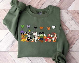 Disney Halloween Shirt, Halloween Matching Shirt, Disney Mickey and Friends Characters Halloween Balloons Tee, Disney Halloween Skeleton Tee