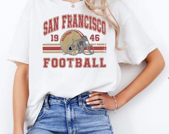 Distressed San Francisco Retro Style T shirt Crewneck, Vintage San Francisco Football Sweatshirt, San Francisco Pullover, Sunday Football