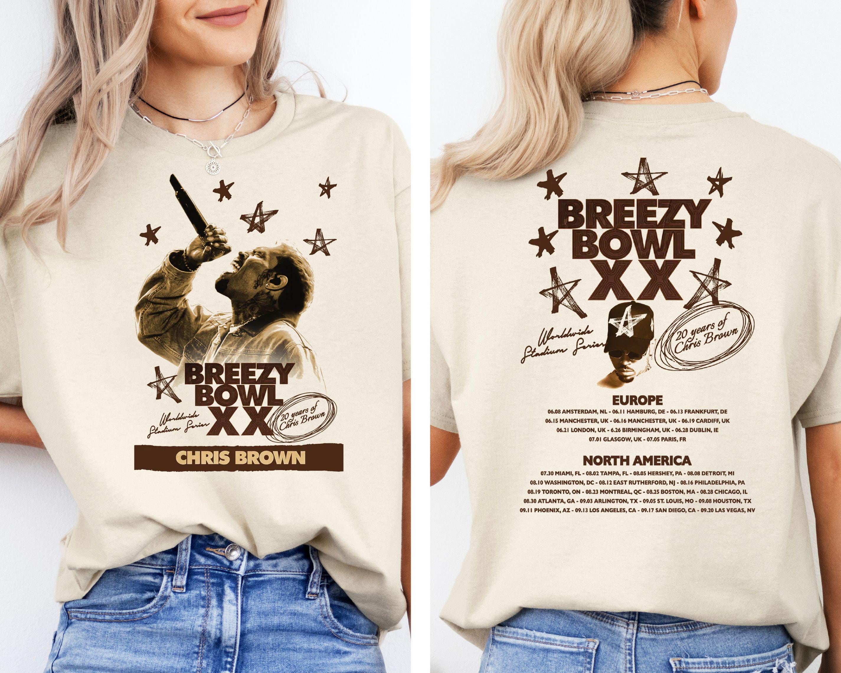 Chris Brown Breezy Bowl XX T-Shirt, Chris Brown Album Sweatshirt, Chris Brown Fan Gift, Chris Brown Merch Shirt, Cb Tour 2025 Hoodie