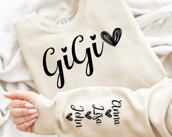 Personalized Gigi Hoodie: Grandkids Names, Custom Grandmother Gift