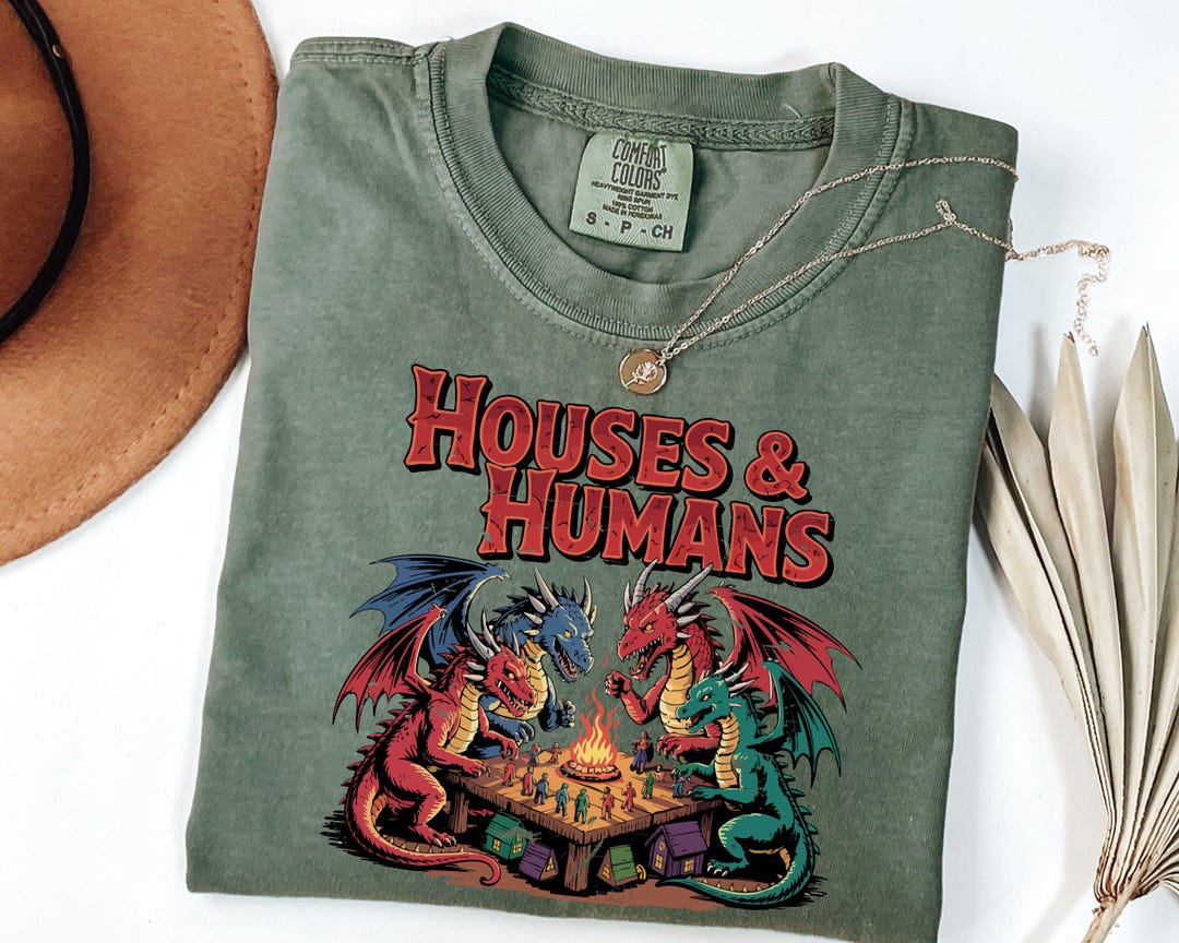 Comfort Colors D&D T-Shirt: Houses and Humans, Retro 90s Gift