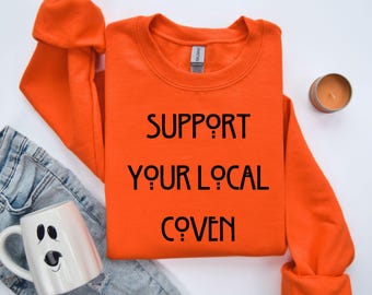 Retro Support Your Local Coven Sweatshirt, Witchy Halloween Tee