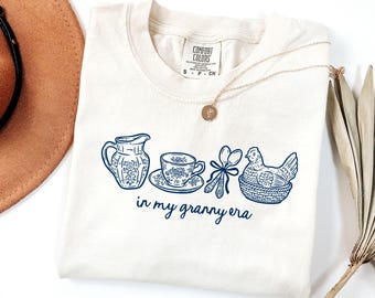 Comfort Colors® In My Granny Era Shirt, Cottagecore Vintage Graphic Tee, Cozy Grandma Aesthetic Shirt, Grandma Hobbies Tee