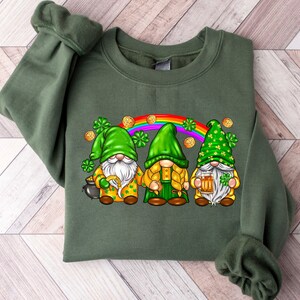 St Patrick&#39;s Day Gnomes Sweatshirt, Gnomes Shirt, Happy St Patrick&#39;s Day Shirt, Clover Shirt, St Patrick&#39;s Day Shirt, Irish Hoodie
