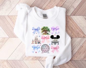 Disney Coquette Sweatshirt, Watercolor Castle and Bows Tee, WDW Hoodie
