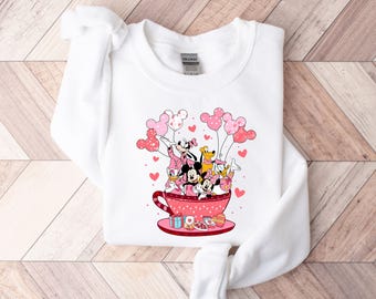 Mickey and Friend Valentines Day Sweatshirt, Disney Valentine's Day Shirt, Mickey & Co Valentines Day Sweatshirt, Disney Cup Sweatshirt