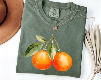Vintage Orange Comfort Colors Shirt: Pastel Fruit Graphic Tee
