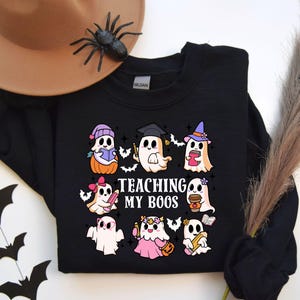 Teaching My Boos Halloween Teacher Shirt ,Cute Ghost Teacher Tee, Fall School Sweatshirt, Spooky Season, Ghost Teacher Hoodie