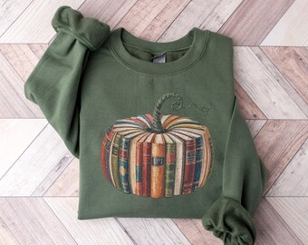 Fall Book Pumpkin Sweatshirt, Halloween Book Lover Shirt