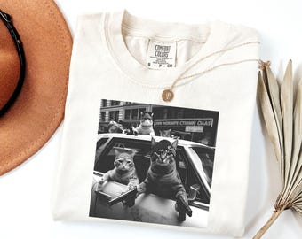 Comfort Colors Funny Cat Gangster Meme Shirt, Vintage Style