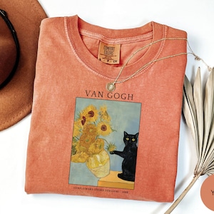Comfort Colors® Cat Shirt, Funny Cat Shirt, Van Gogh Shirt, Cat Meme Shirt, Black Cat T Shirt, Art Shirt, Artist Tee, Kitty Lover Gift Tee