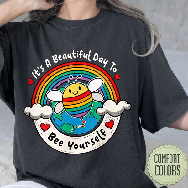 LGBT Bee Yourself PNG, It’s A Good Day To Be Yourself, Pride Rainbow Png SVG, Pride Month Tshirt, Lgbt Ally Digital Download