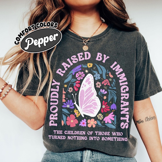 Proudly Raised By Immigrants PNG Instant Download, Immigrant Rights PNG Clipart, No Human Is Illegal Shirt Design, Social Justice PNg Gift