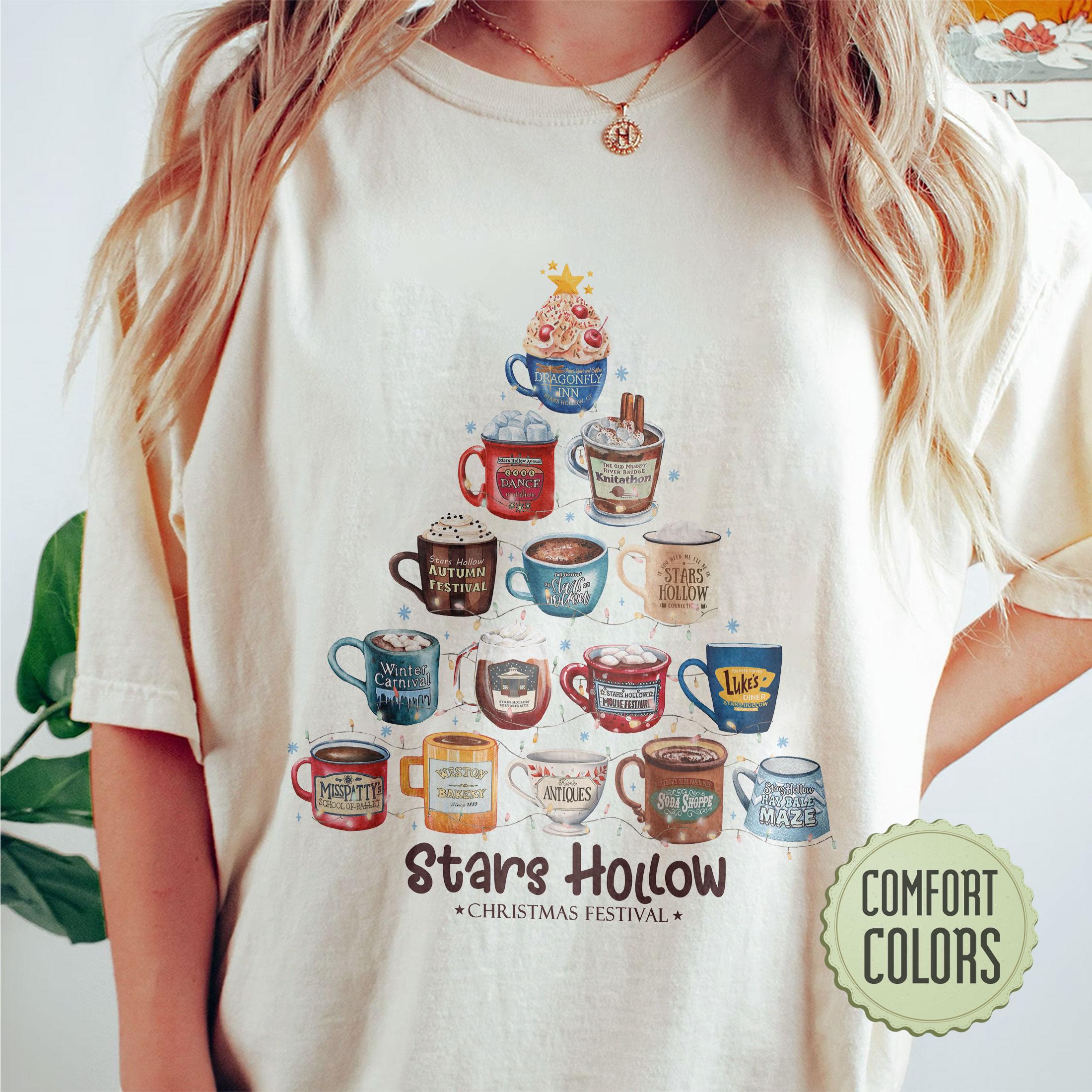 Stars Hollow Luke's Diner Coffee Tree PNG Digital Download, Stars Hollow Christmas Festival PNG Clipart, Christmas Luke's Diner Coffee Tee