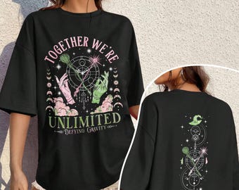 Wicked Together We’re Unlimited PNG Digital Download, Defy Gravity Broomstick Magic Wand PNG, Wizard Movie Fan Tee