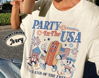 アメリカのレトロなパーティーPNGデジタルダウンロード、独立記念日グラフィックデザイン、愛国的な独立記念日インスタントダウンロード、独立記念日Tシャツ