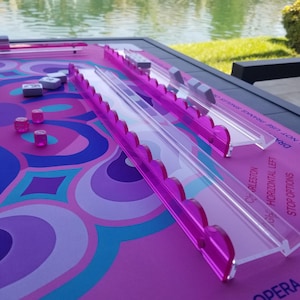 Scalloped Magnetic Acrylic Striking Magenta Mahjong Racks Set of 4 racks. NEW Upscale Acrylic Mahjong Racks