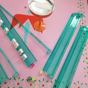 Stunning Green Mahjong Racks and Pushers with Bag, Mahjong Tile Holders, Upscale Mahjong Accessories
