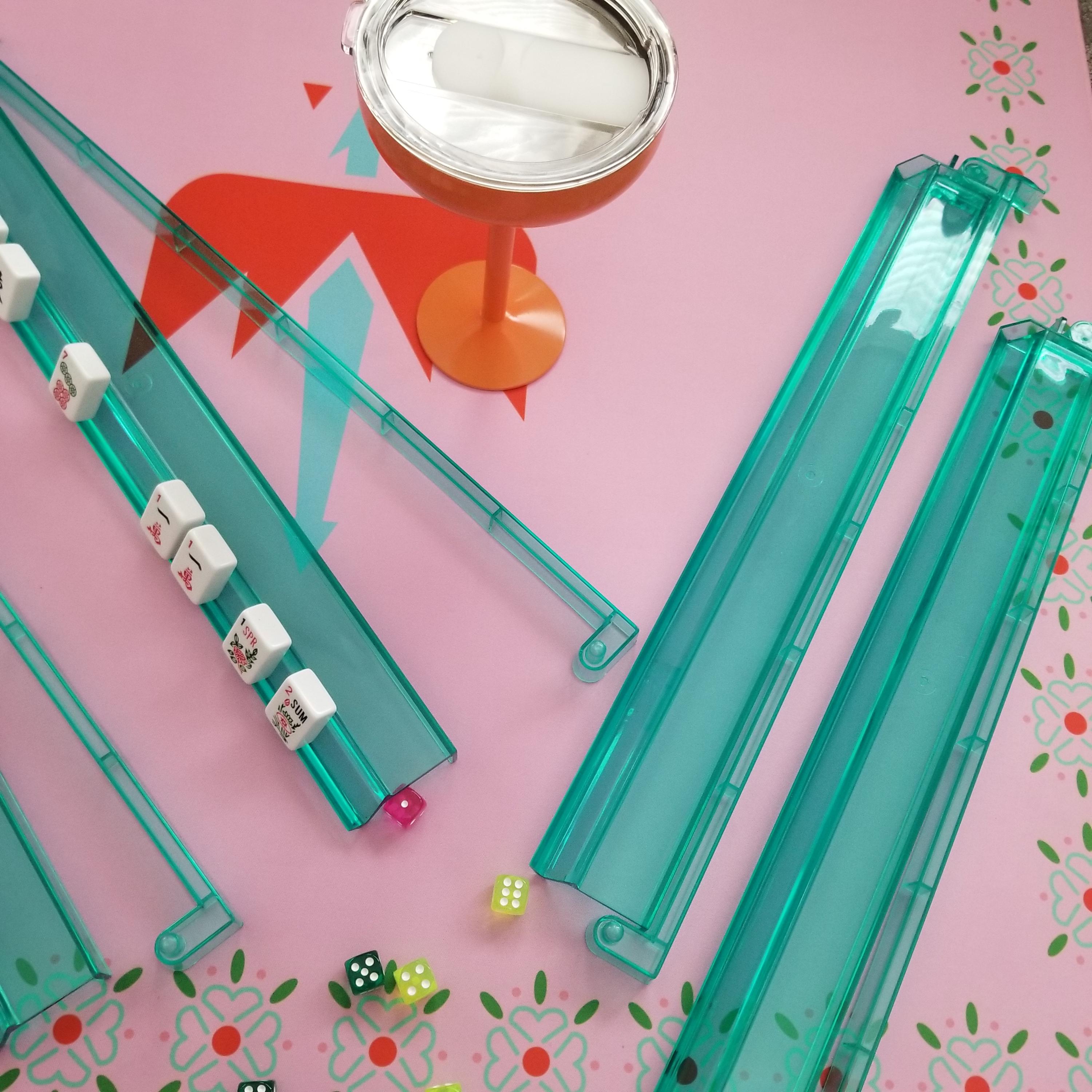 Stunning Green Mahjong Racks and Pushers with Bag, Mahjong Tile Holders, Upscale Mahjong Accessories