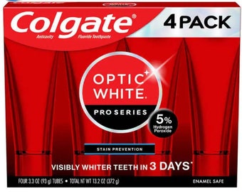 1 Pack Of 4 x Tubes USA Formula Colgate Optic White Pro Series Best Teeth Whitening Toothpaste 5% In Box