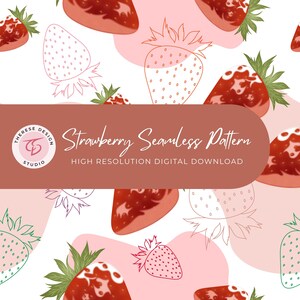 Strawberry Seamless Pattern | Realistic Fruit Print | Berry Repeat | Fabric & Wallpaper | Digital Download