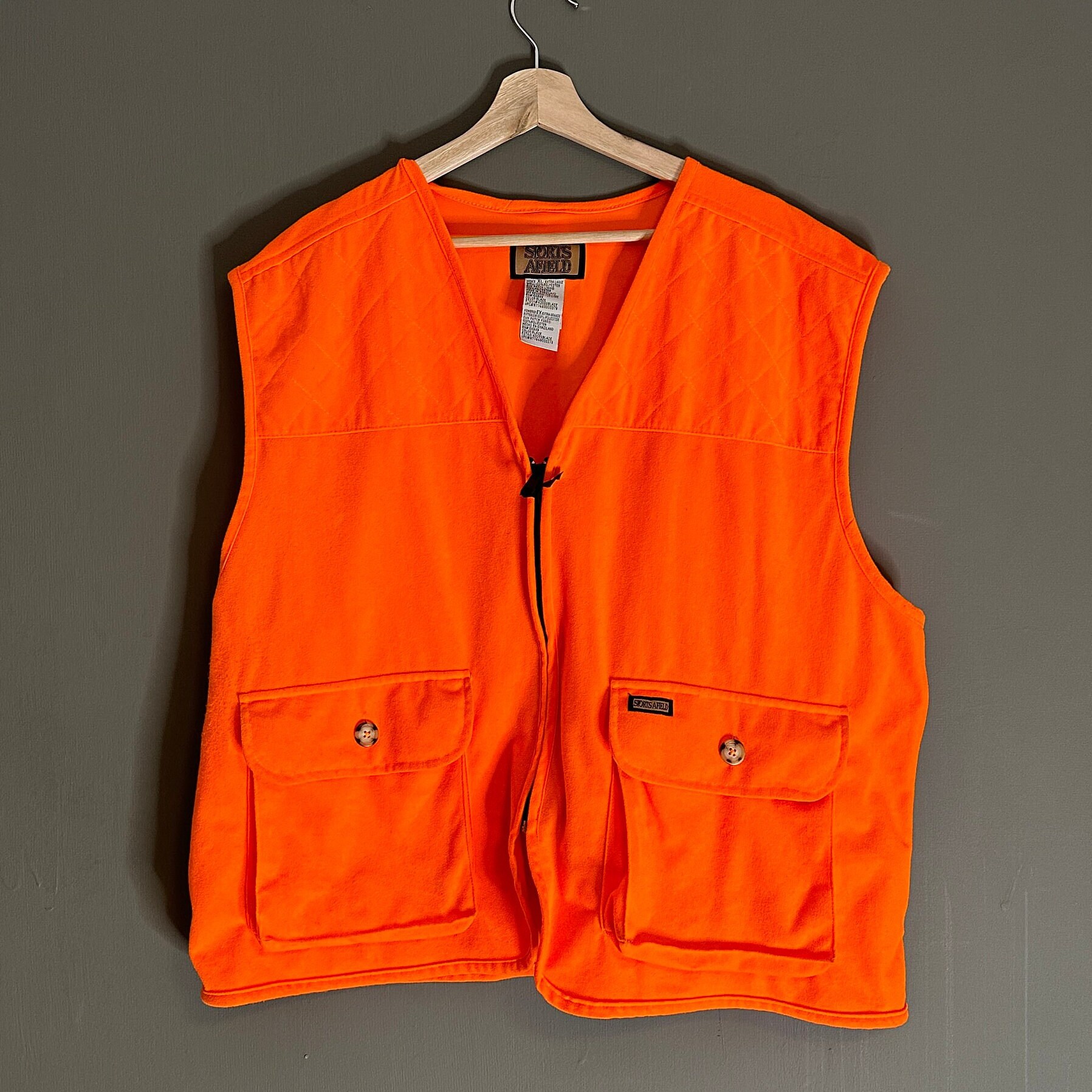 Vintage 1990's Sports Afield Orange Hunting Vest, Hivis Hunting Vest