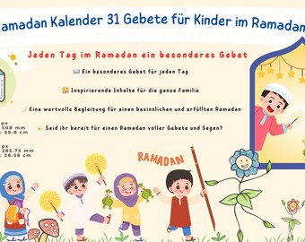 May include: A colorful illustration of children celebrating Ramadan. The image features a window with a blue frame and a yellow background. The window has a QR code in the top right corner. The text "Ramadan Kalender 31 Gebete für Kinder im Ramadan" is at the top of the image. The text "Jeden Tag im Ramadan ein besonderes Gebet" is in the middle of the image. The text "Ein besonderes Gebet für jeden Tag" is below the text "Jeden Tag im Ramadan ein besonderes Gebet". The text "Inspirierende Inhalte für die ganze Familie" is below the text "Ein besonderes Gebet für jeden Tag". The text "Eine wertvolle Begleitung für einen besinnlichen und erfüllten Ramadan" is below the text "Inspirierende Inhalte für die ganze Familie". The text "Seid ihr bereit für einen Ramadan voller Gebete und Segen?" is below the text "Eine wertvolle Begleitung für einen besinnlichen und erfüllten Ramadan". The text "RAMADAN" is in the bottom center of the image. The image also features a PDF icon in the top left corner.