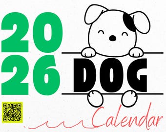 Uroczy kalendarz dla psów na rok 2026 | 12-miesięczny cyfrowy planer do druku