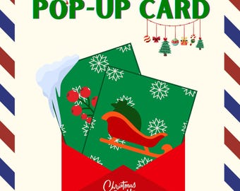 Świąteczna kartka pop-up | Wydrukowane trójwymiarowe życzenia świąteczne, papierowy Mikołaj DIY