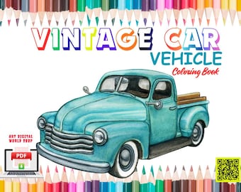 Kolorowanka: zabytkowe samochody | Strony z klasycznymi pojazdami dla dorosłych i nastolatków