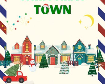 Adwentowe miasteczko bożonarodzeniowe | Wydrukowana świąteczna wioska, rodzinna aktywność DIY z odliczaniem