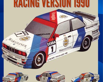 Model papierowy BMW M3 Evolution | Model samochodu wyścigowego w skali 1:24 (36+ lat)