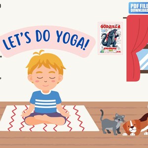 Kids Yoga Flashcards | 16 Fun Illustrated Poses | Printable Mindfulness Movement Activity | Digital Download | Yoga for Children