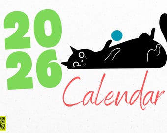 Kalendarz z uroczymi kotami na rok 2026 | 12-miesięczny planer cyfrowy do druku