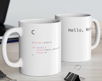 Hello, World! Programmer 11oz Coffee Mug | Software Engineering | Computer Science | Coding Coffee Mug | C Programming