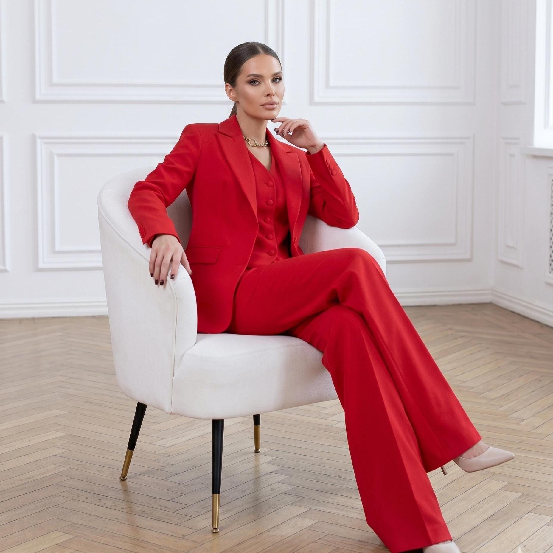 Elegant Red Suit Woman - Etsy Elegant Red Suit Woman - Etsy