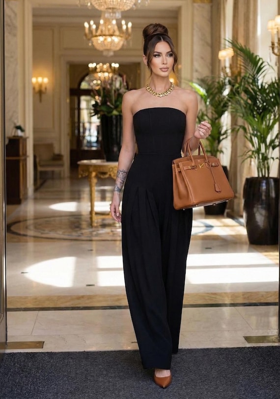 Black dressy formal jumpsuit alternative tailored palazzo jumpsuit Black dressy formal jumpsuit alternative tailored palazzo jumpsuit