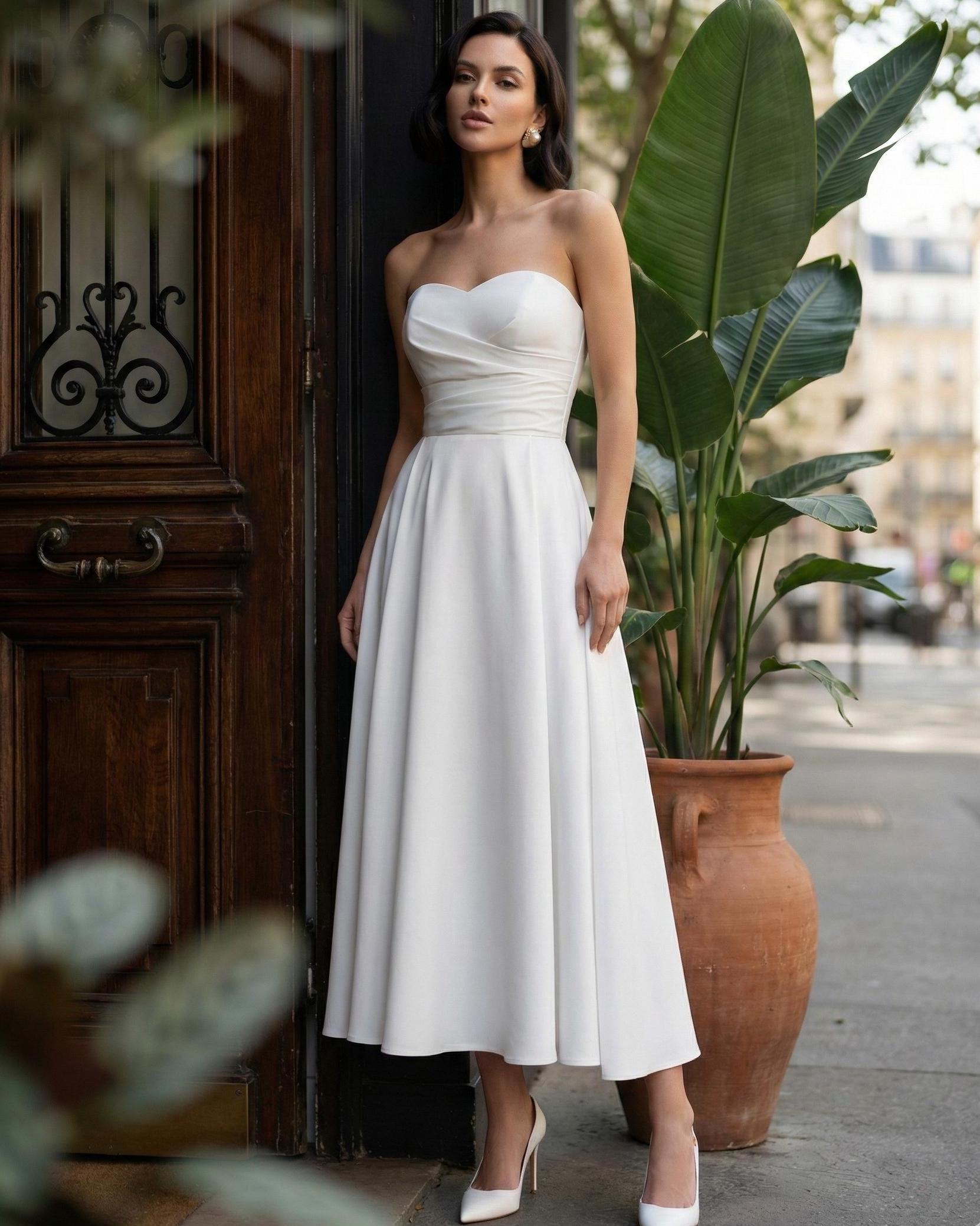 Tea Length Corset White Dress - Etsy