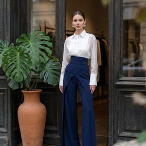 Navy Blue Dress Pants Women - Etsy